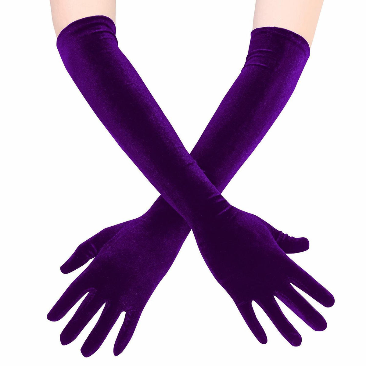 Samt Handschuhe Damen 1920er Jahre Ellenbogenlang Dunkellila