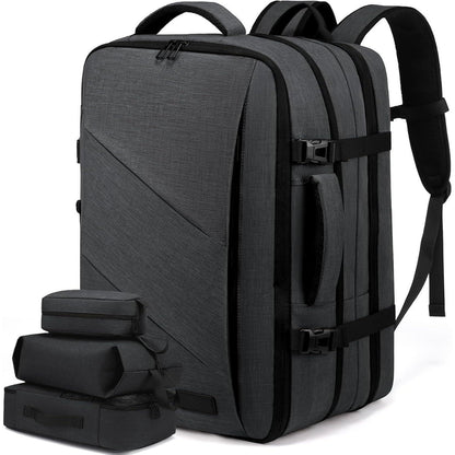 Flug Rucksack Handgepäck 18 Zoll Laptop Grau erweiterbar