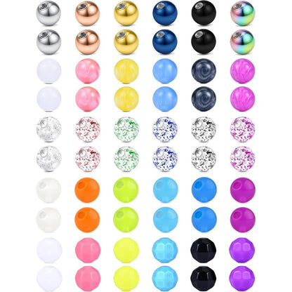 Piercing Ersatzkugeln 14G 8mm Edelstahl & Kunststoff 60 Stück