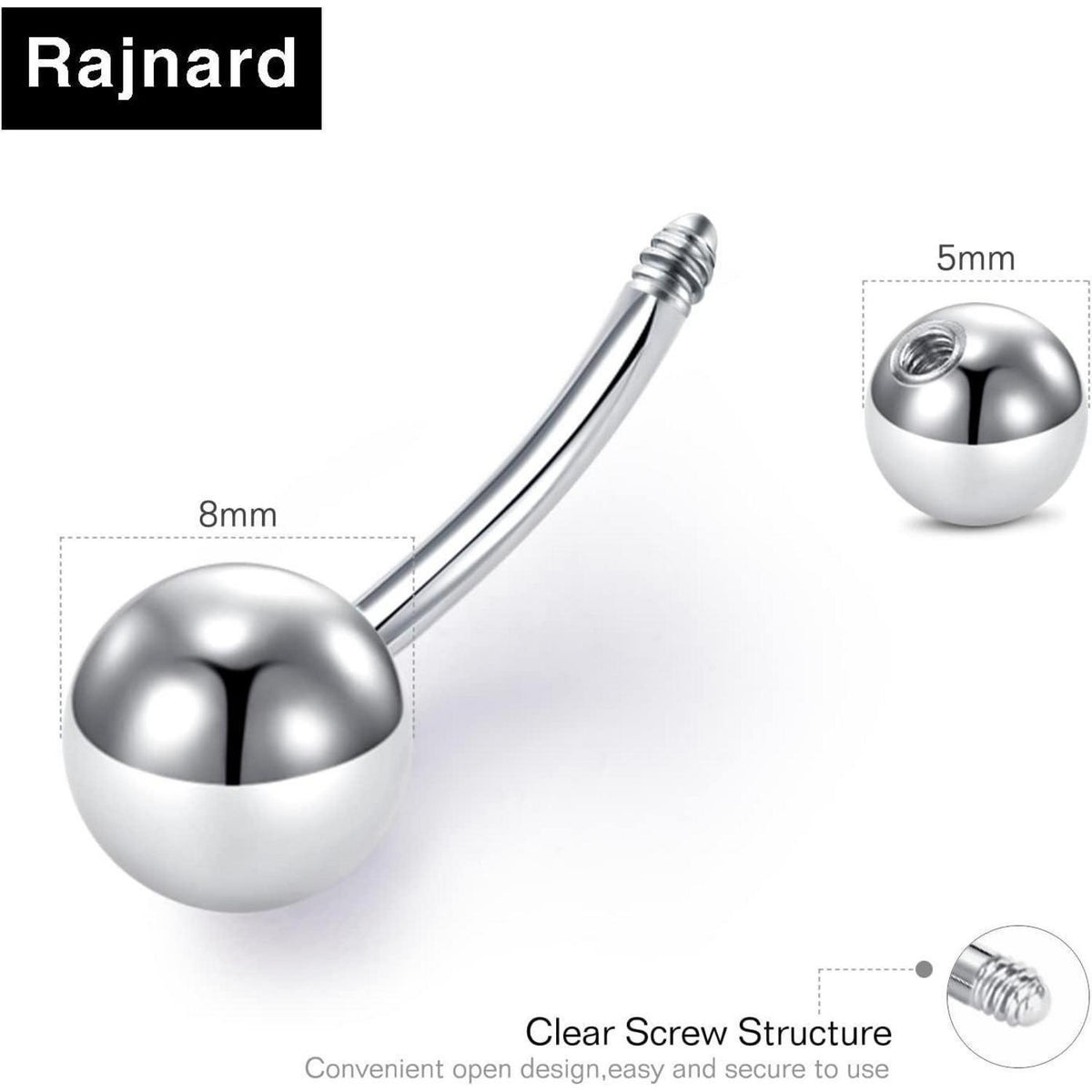 Piercing Ersatzkugeln 14G 8mm Edelstahl & Kunststoff 60 Stück