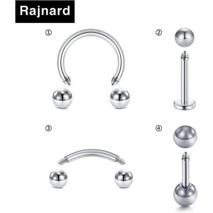 Piercing Ersatzkugeln 32 Stück 16G 3mm Edelstahl & Kunststoff Silber/Schwarz