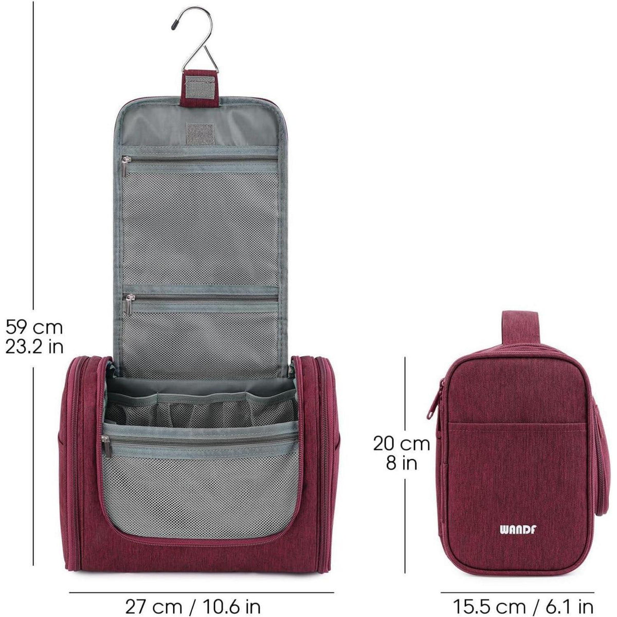 Große Kulturtasche zum Aufhängen, Rot