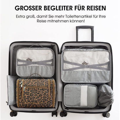 Große Kulturtasche zum Aufhängen, brauner Leopard