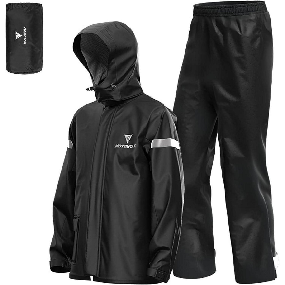 Herren Regenanzug wasserdicht atmungsaktiv mit reflektierenden Streifen Schwarz XL