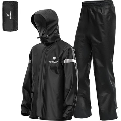 Herren Regenanzug wasserdicht atmungsaktiv mit reflektierenden Streifen Schwarz XL