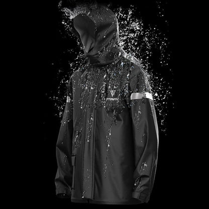 Herren Regenanzug wasserdicht atmungsaktiv mit reflektierenden Streifen Schwarz XL