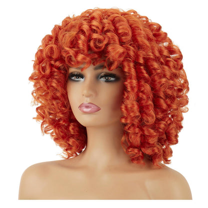 Lockige Afro Perücke Damen mit Pony – Orange Bob Perücke