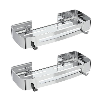 Duschablage Ohne Bohren, Edelstahl Eckregal mit Haken