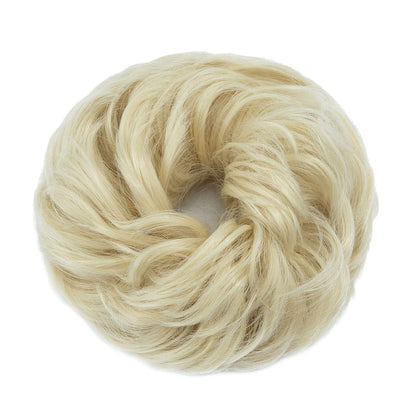 Voluminöser Dutt Haarteil Echthaar mit Gummiband – Gebleichtes Blond