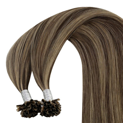 Echthaar Bondings Braun Blond – Haarverlängerung 45cm U-Tip