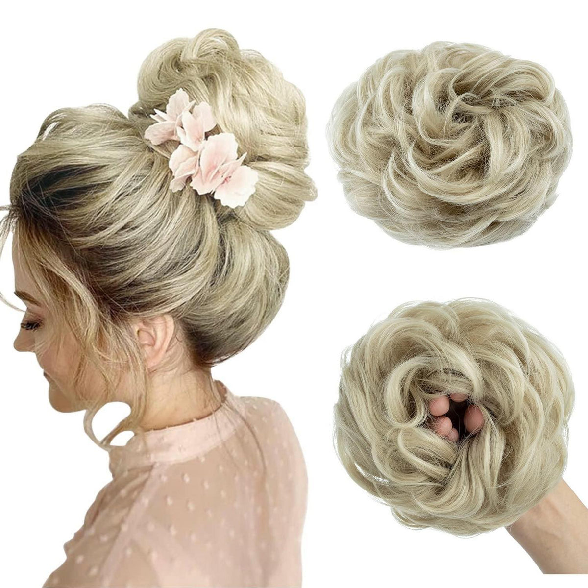 Voluminöser Dutt Haarteil Echthaar – Aschblond Bleichblond