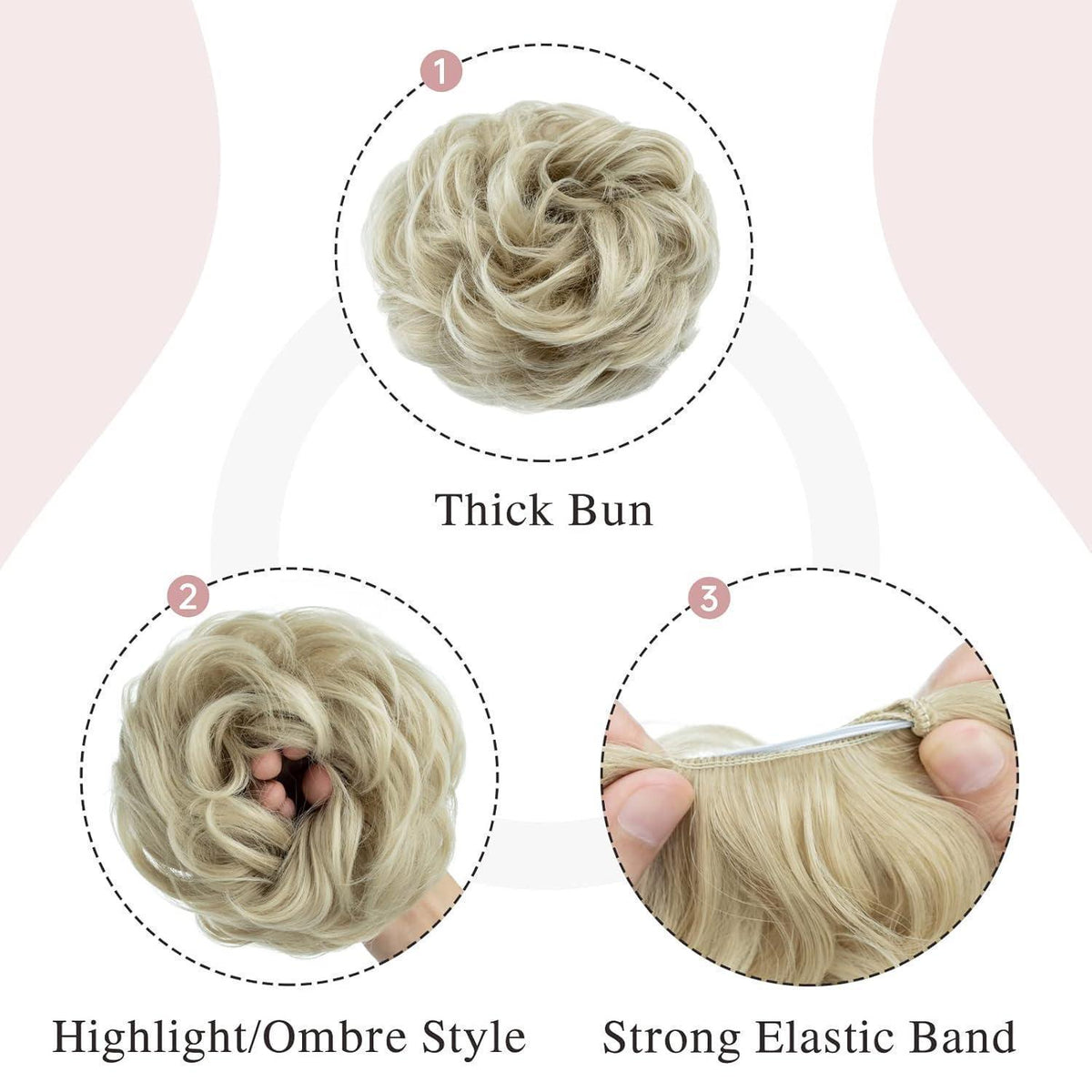 Voluminöser Dutt Haarteil Echthaar – Aschblond Bleichblond
