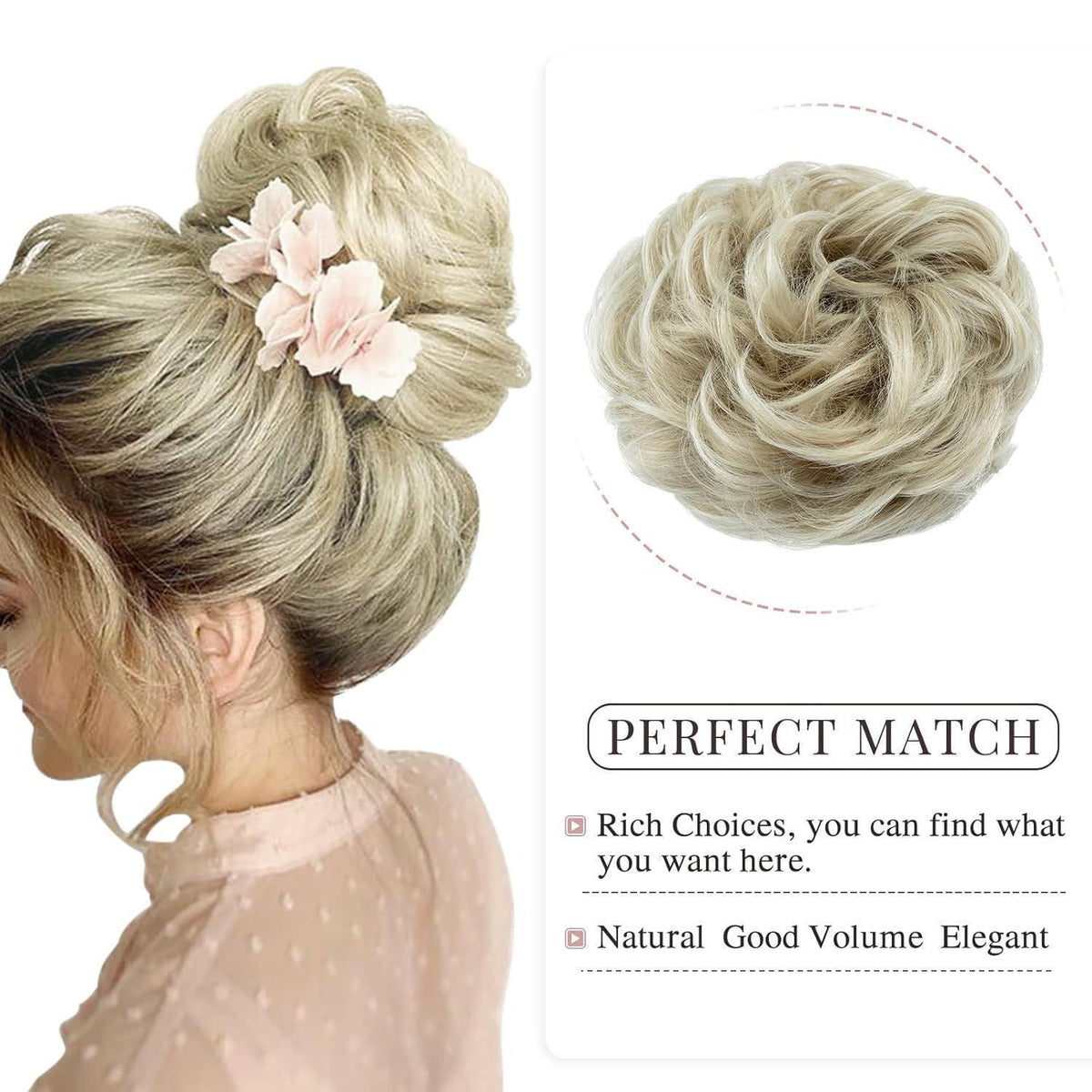 Voluminöser Dutt Haarteil Echthaar – Aschblond Bleichblond