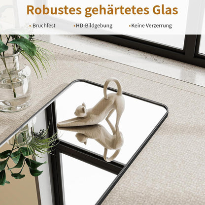 Standspiegel Ganzkörper Schwarz 163cm – Abgerundete Ecken & Leaning