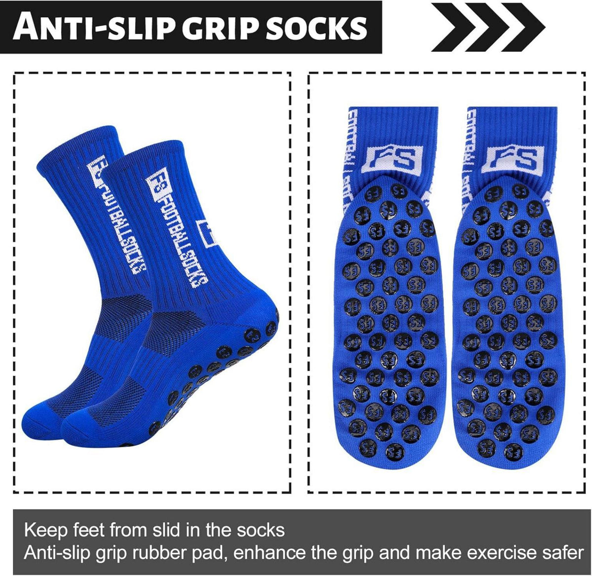 Sportsocken Fußball Herren 3er Pack Anti-Rutsch Grip 38-46