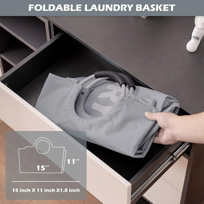 YOUDENOVA Wäschekorb Faltbar 115L grau Aluminium-Griff Oxford Material