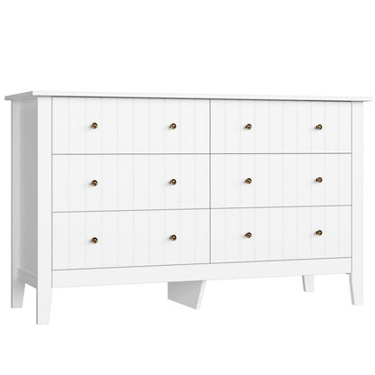 Weiße Kommode mit 6 Schubladen – 133cm Sideboard für Schlafzimmer