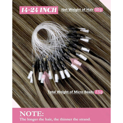 Blond Echthaar Microring Extensions #P4/27 50cm