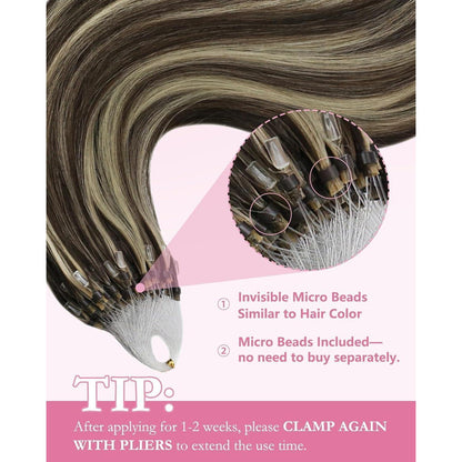Blond Echthaar Microring Extensions #P4/27 50cm