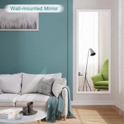 Höhenverstellbarer Wandspiegel 45x119cm mit Haken – Weiß