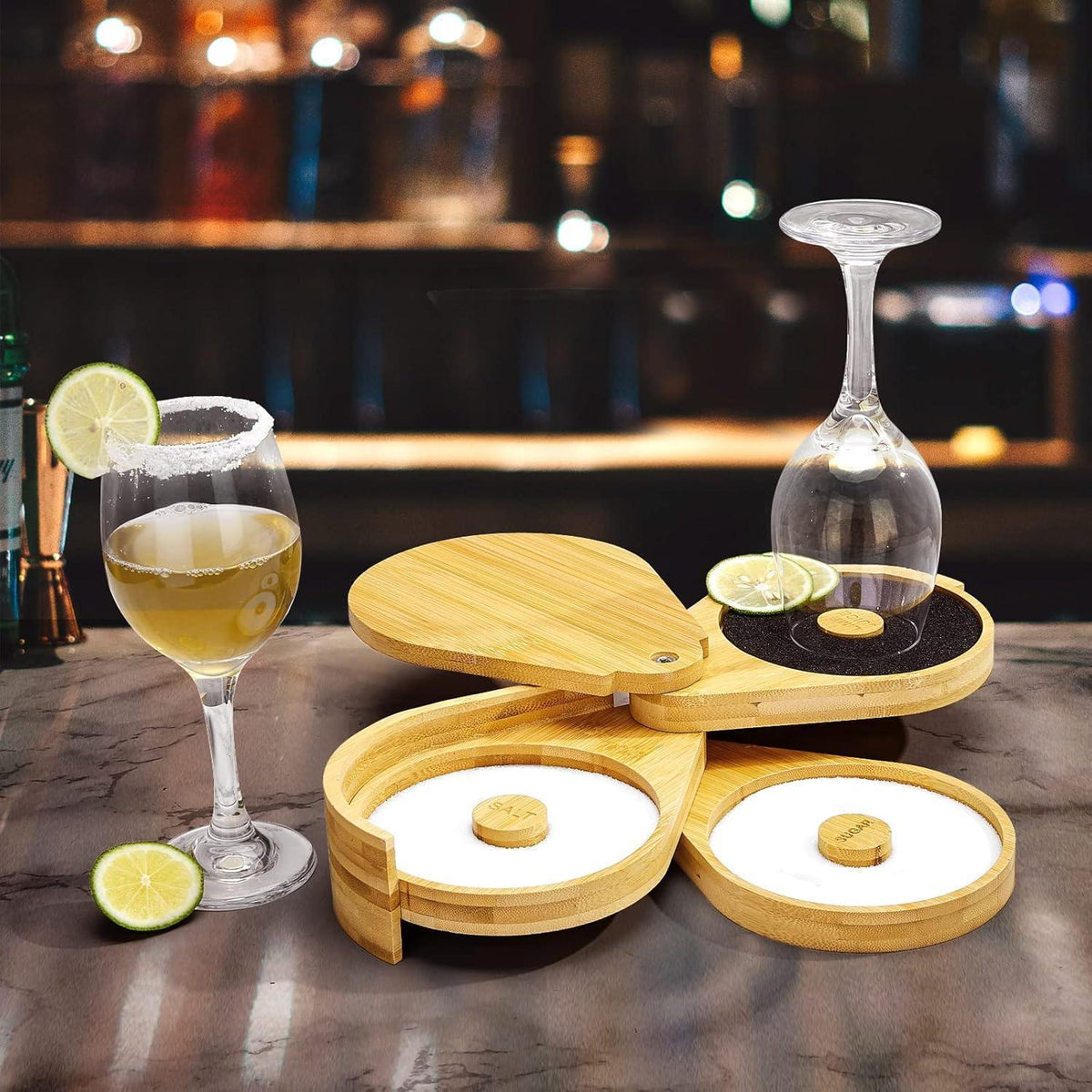 Bambus Salz Rimmer 3-stufig für Cocktails