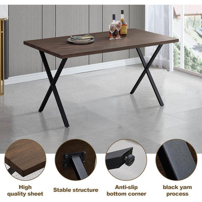 Esstisch Set 140x80cm mit 4 Samtstühlen Braun
