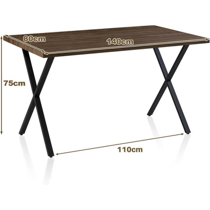 Esstisch Set 140x80cm mit 4 Samtstühlen Braun