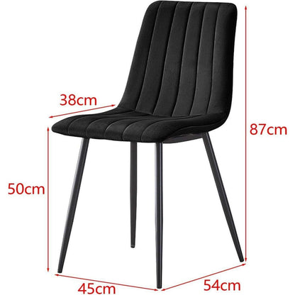 Esstisch Set 140x80cm mit 4 Samtstühlen Grau