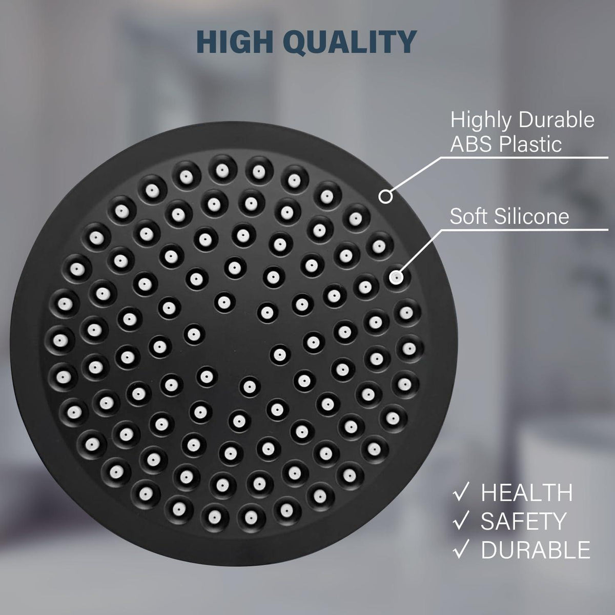 Regendusche 6 Zoll Schwarz, Verstellbar & Anti-Kalk