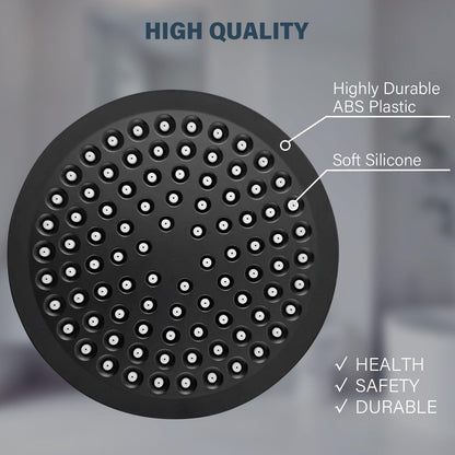 Regendusche 6 Zoll Schwarz, Verstellbar & Anti-Kalk