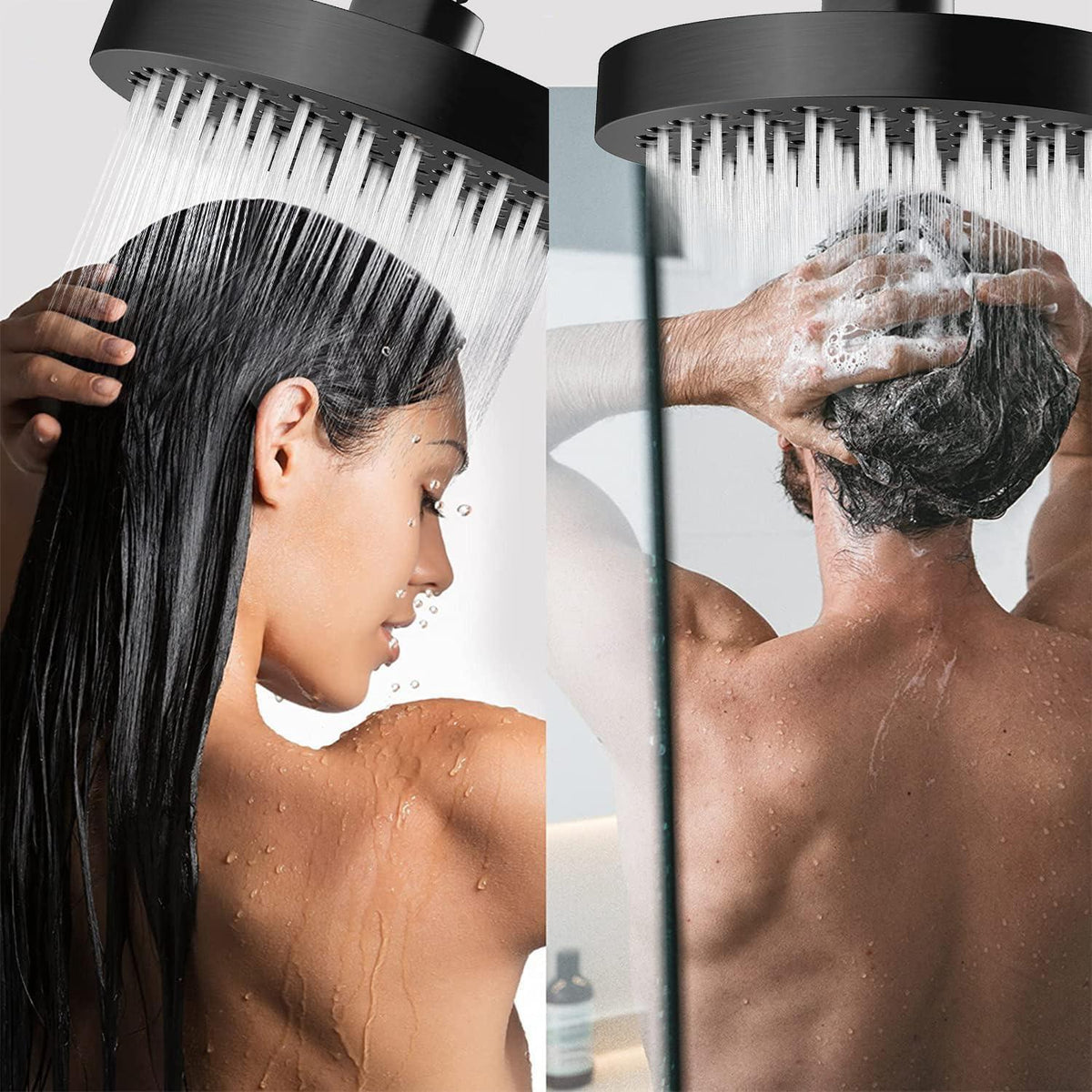 Regendusche 6 Zoll Schwarz, Verstellbar & Anti-Kalk