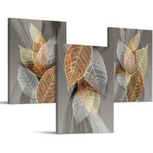 Bilder 3er Set Wanddeko Abstract Gold Blätter 50x70 cm