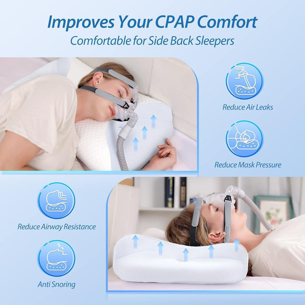 Ergonomisches CPAP-Kissen aus Memory Foam für Seitenschläfer