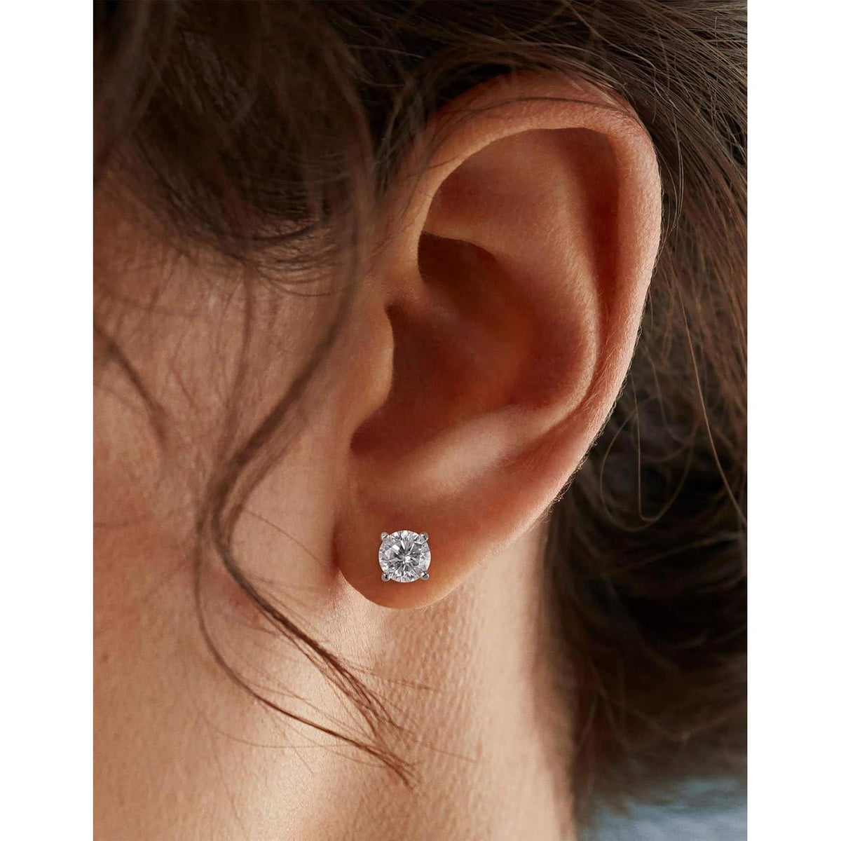 Moissanit Ohrstecker Silber 925, 1 Karat, 4-Zacken-Fassung