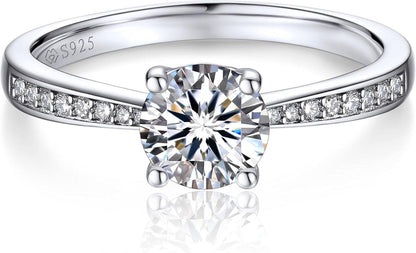 Verlobungsring Moissanit Diamant 925 Sterling Silber VVS1 1 Karat
