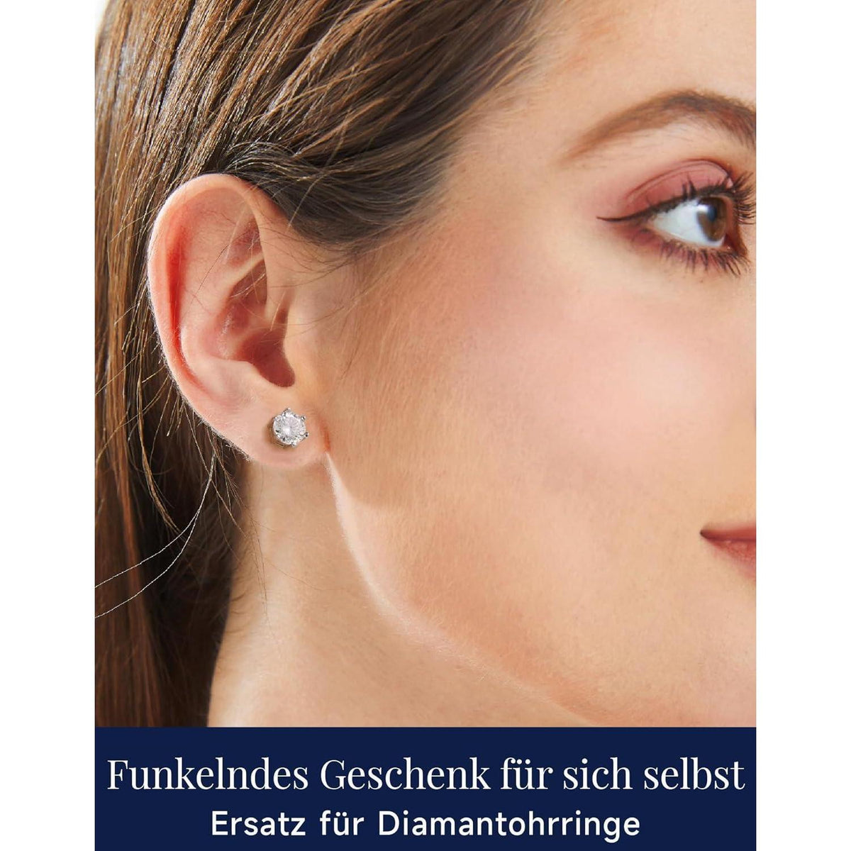Moissanit Ohrstecker Silber 925 2 Karat 6.5mm 6-Zacken-Fassung