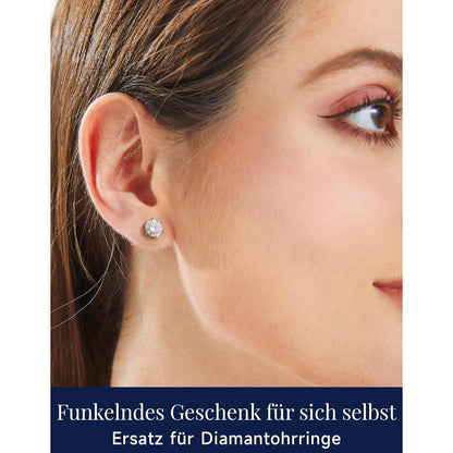 Moissanit Ohrstecker Silber 925 2 Karat 6.5mm 6-Zacken-Fassung
