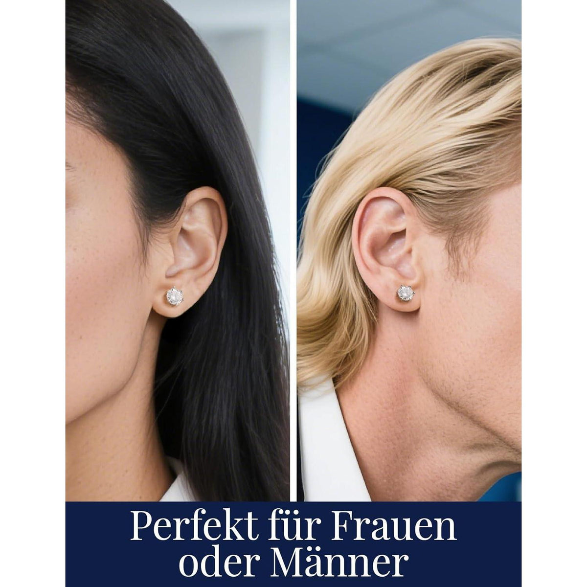Moissanit Ohrstecker Silber 925 2 Karat 6.5mm 6-Zacken-Fassung