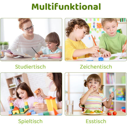 Höhenverstellbares Kindertisch Set mit 4 Stühlen, Grau