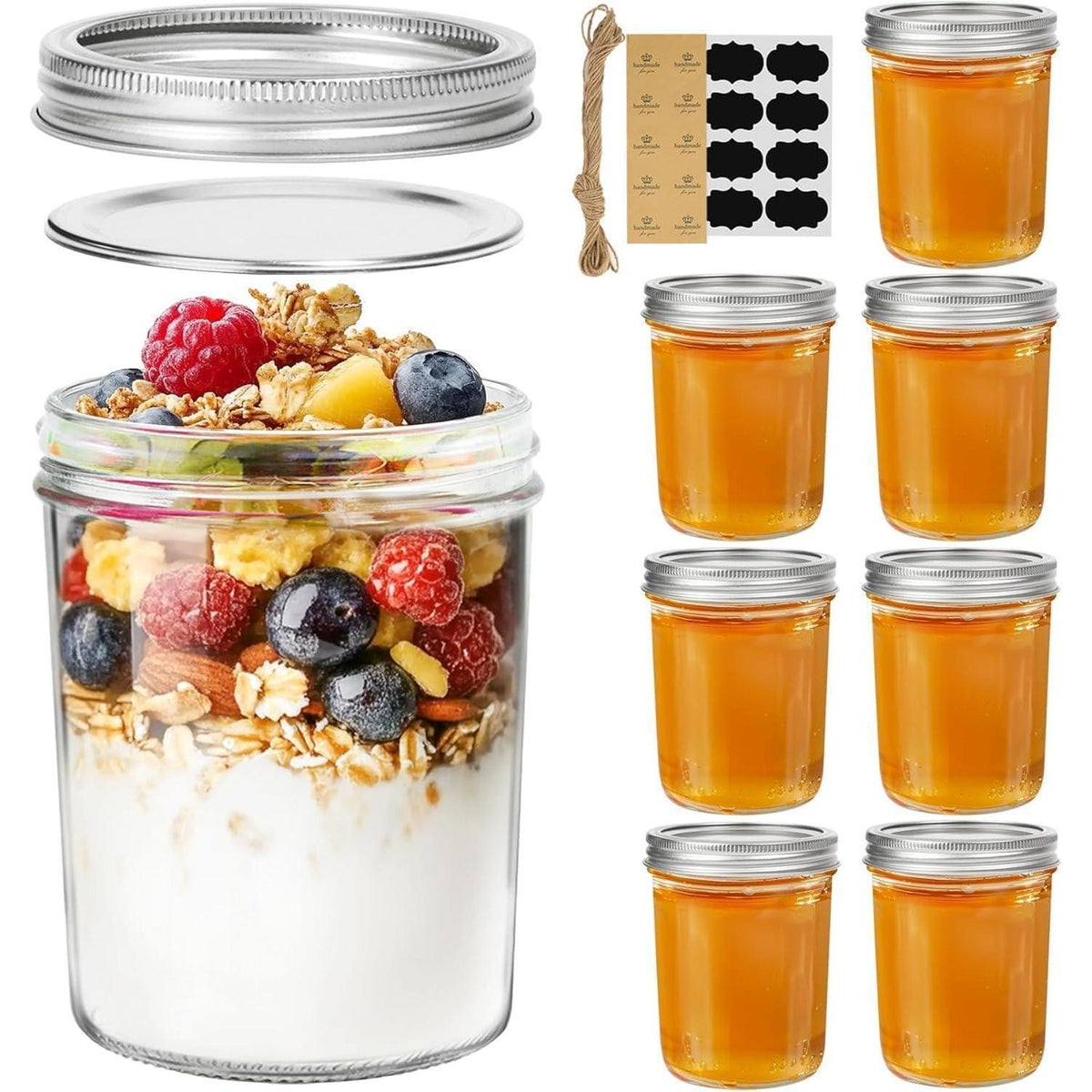 Einmachgläser 470ml mit Schraubdeckel, 8er Set, Klarglas