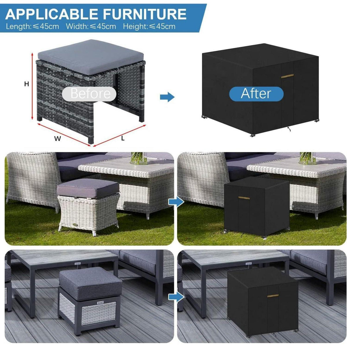 Couchtisch Abdeckung 45x45x45cm – Winddicht & Wetterfest
