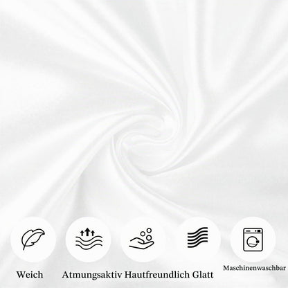 Satin Kissenbezug 2er Set mit Rüschen, 40x80cm, Weiß