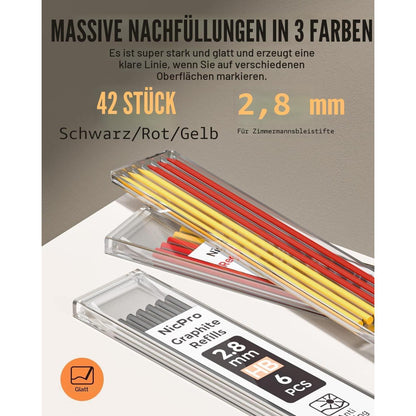 Zimmermannsbleistifte Set mit Minen & Anreißwerkzeug