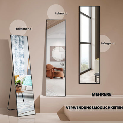 Ganzkörperspiegel 160x40cm – Stand- & Wandspiegel mit Aluminiumrahmen