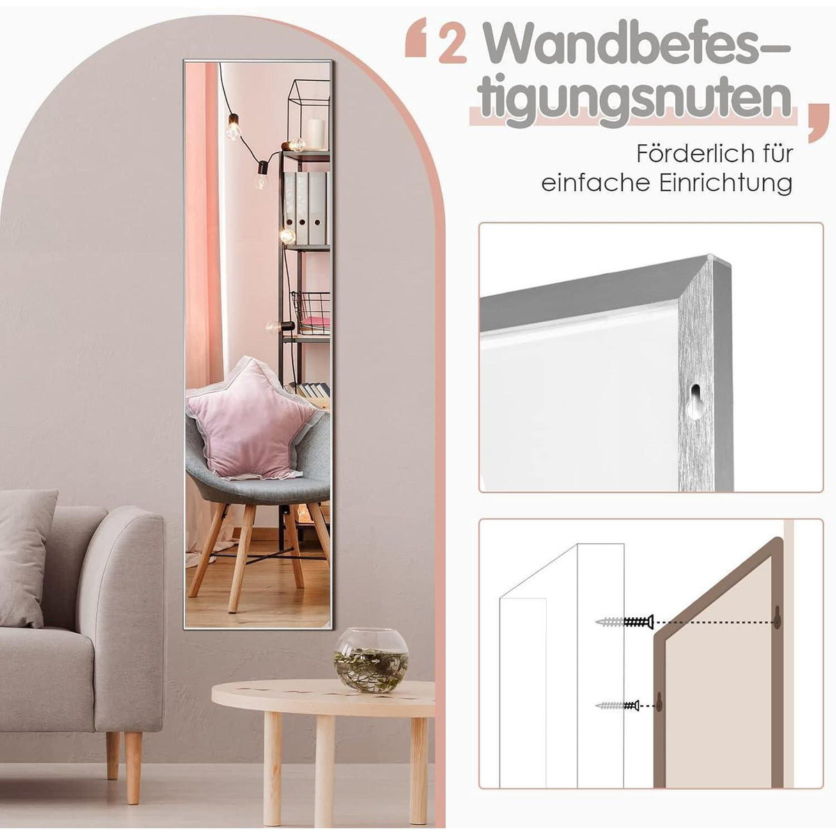 Ganzkörperspiegel 160x40cm – Stand- & Wandspiegel mit Aluminiumrahmen