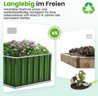 Hochbeet Metall 258x90x60cm, verzinkter Stahl, robust, wetterfest, einfacher