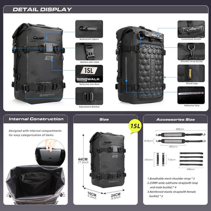 Motorrad Sitztasche 15L Wasserdicht – Gepäckträger & Satteltasche