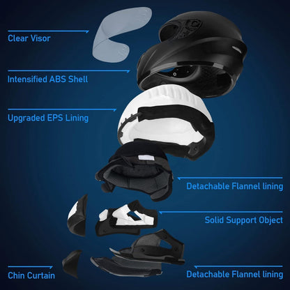 Integralhelm Motorradhelm ECE 22.06 Schwarz XL