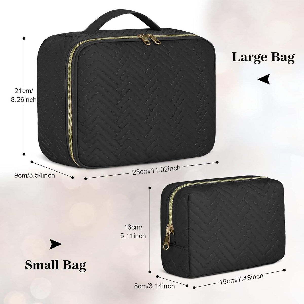 Kosmetiktasche zum Aufhängen, wasserdicht, 2-teilig, Schwarz