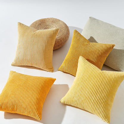 Kissenbezug Set Kordsamt Dekokissen Gelb 40x40cm 4er Pack